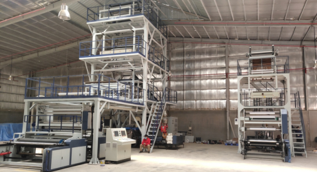 沙特阿拉伯，三層ABC1800吹膜機(jī)和單層1000吹膜機(jī)，用于尿布和紙巾外包裝袋等